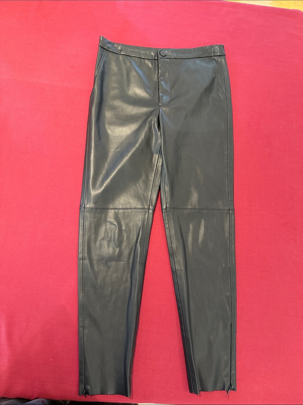 Zara Black Faux Leather Cropped Pants